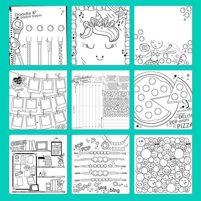 Just My Style Pop & Color Sketchbook, Creative Fidget Sketchbook and Pen Set, Great Weekend Activity, Includes Cute Puffy Stickers & Mindfulness Activity Book for Kids Ages 6, 7, 8, 9