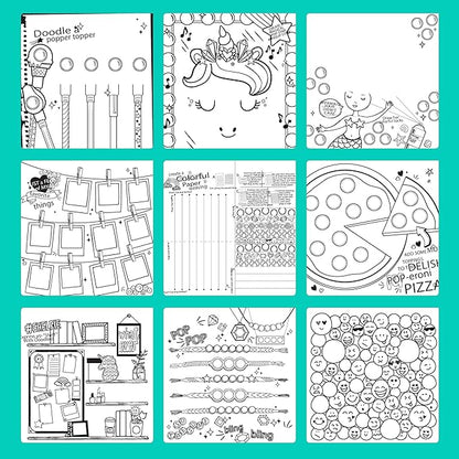 Just My Style Pop & Color Sketchbook, Creative Fidget Sketchbook and Pen Set, Great Weekend Activity, Includes Cute Puffy Stickers & Mindfulness Activity Book for Kids Ages 6, 7, 8, 9