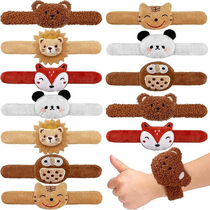12 PCS Stuffed Animal Slap Bracelets Plush Animal Slap Bracelets Cute Wrist Slap Band Toy Wrist Animals Wrist Pets Slap Bracelet Wrist Toy for Boys Girls Easter Birthday Gifts Party Favors 6 Styles