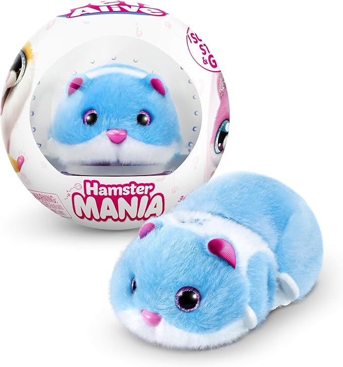 Pets Alive Hamstermania (Blue) by ZURU Hamster, Electronic Pet, 20+ Sounds Interactive, Hamster Ball Toy for Girls and Children