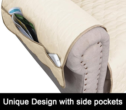 CHHKON Waterproof Nonslip Recliner Cover Stay in Place Dog Couch Chair Cover Furniture Protector Ideal Sofa Slipcovers for Pets and Kids (Ivory, 23'')