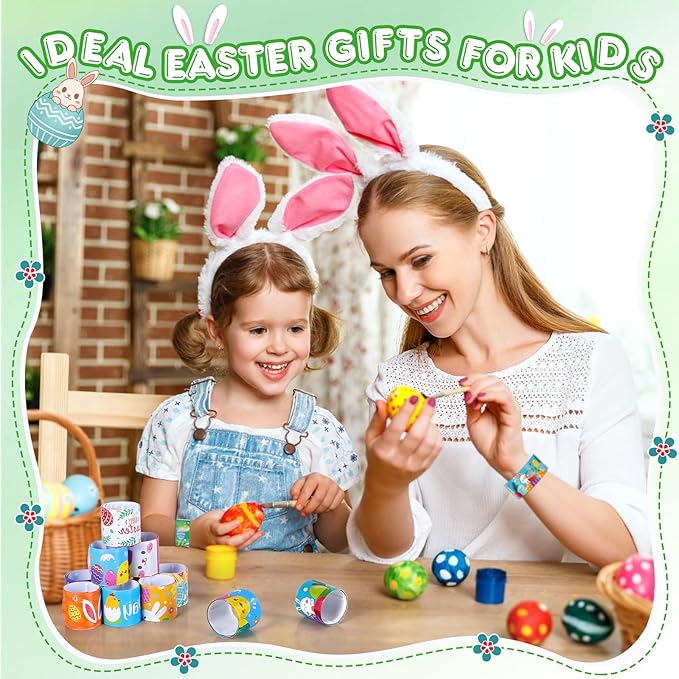 Easter Slap Bracelets for Kids 36PCS Easter Basket Stuffers for Kids Bulk Snap Bracelet Easter Party Favors Supplies Easter Egg Fillers Toys Goodie Bag Stuffers Toy Gifts for Student Classroom Prizes