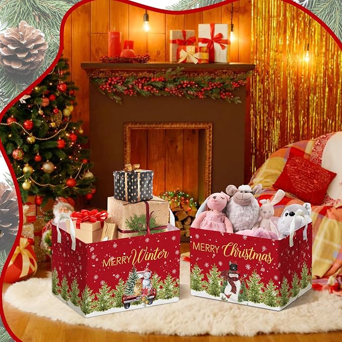 Christmas Snowman Storage Basket, Snowman Storage Box for Nursery Toy and Costume, Christmas Waterproof Rectangular Fabric Box, Cute Winter Snowman Decor Storage Basket, Christmas Party Decor Gifts
