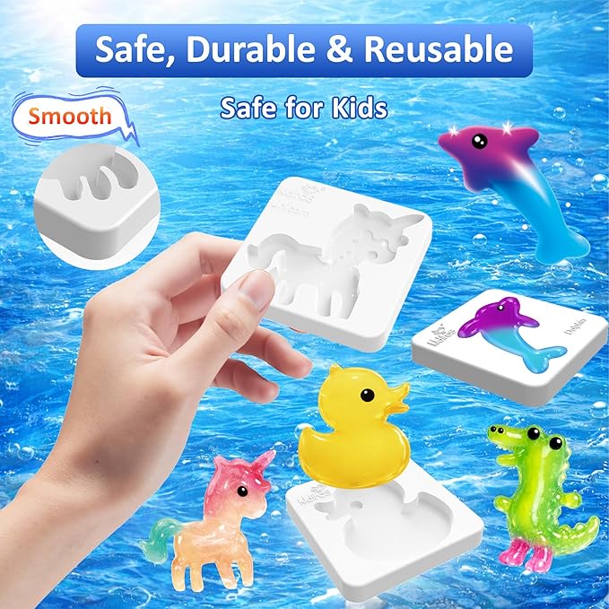 Kiditos Magic Water Elf Anima Mold Set – 10 Reusable BPA Free Plastic Shapes for Creating Colorful Water Elves, STEM Craft Toy for Kids