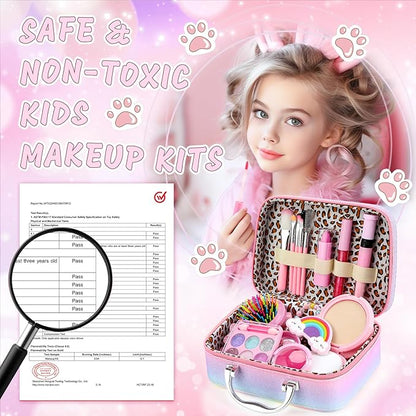 Kids Makeup Kit for Girls Toys, Kids Makeup Sets for Girls 5-8, Washable Real Makeup Kits for Little Girl Birthday Gifts Toys for 3 4 5 6 7 8 9 10 11 12 Year Old Girls