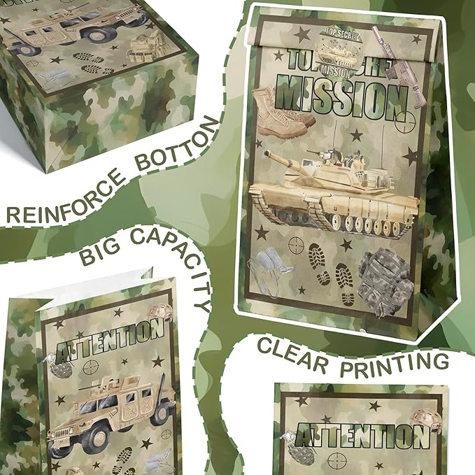 camouflage Party Favor Bags Army Goodie Bags Army Party Favors for Kids camo Birthday Party Supplies