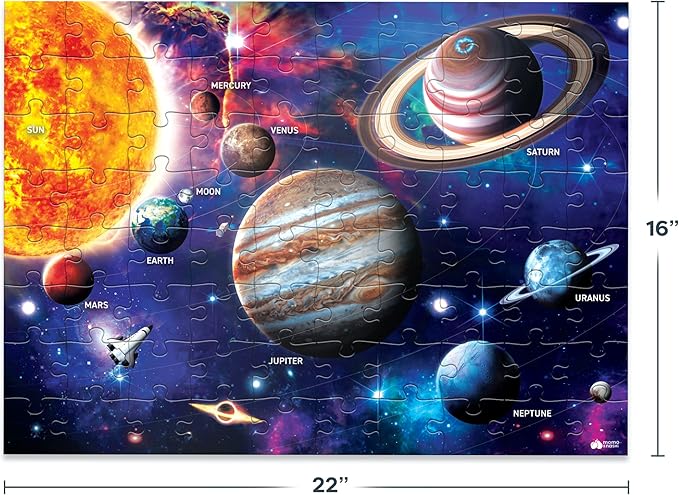 Momo & Nashi Solar System Space Kids Puzzles - 80 pcs - Large Jigsaw Floor Puzzles for Kids Ages 4-8, 3-5, 6-8, 8-10 Boys Girls - Science Educational Toys for Kids 5-7 Planets and Solar System Toys