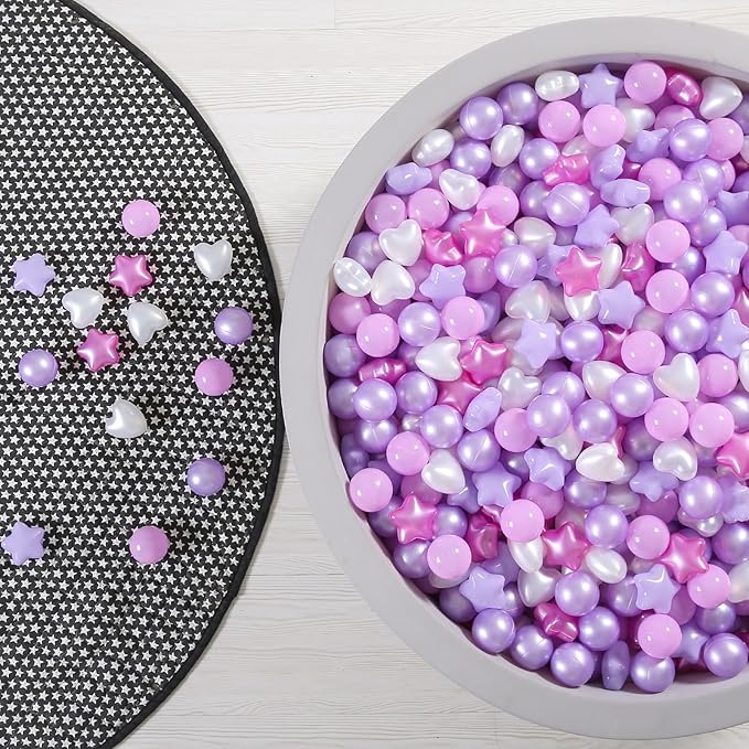 GOGOSO Ball Pit Balls,Plastics Balls for Ball Pit, Stars Hearts Shape for PastelBall for Toddlers Kids