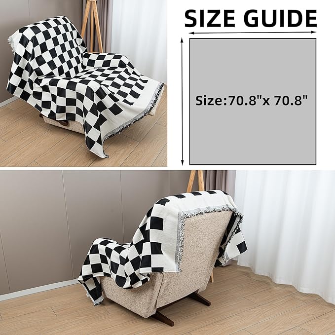 Recliner Chair Covers Lazy Boy Recliner Covers Armchair Cover Blanket Sofa Thick Soft Fabric Living Room Bedroom Throw Washable Sofa Slipcovers for Pets Kids (Black Plaid)
