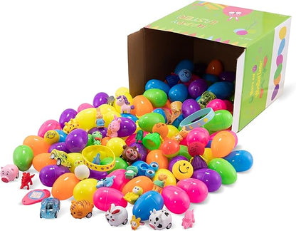 KASU 100 Pcs Prefilled Easter Eggs with Toys Inside Premium for Easter Theme Party Favor, Easter Eggs Hunt, Easter Basket Stuffers/Fillers, Classroom Prize Supplies