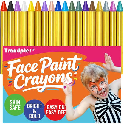 Face Paint Crayons for Kids - 18pcs Non-Toxic, Washable Face Paint Sticks| Easy to Use, Safe for Sensitive Skin and Perfect for Kids Party, Easter Makeup, School Event, Cosplay