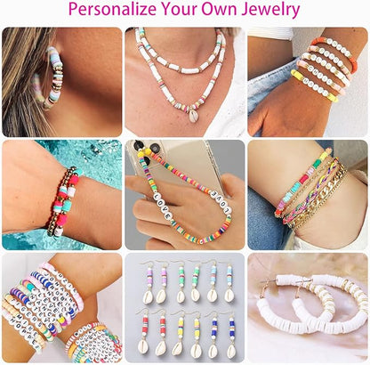 20,000 Pcs Clay Beads Bracelet Making Kit, 120 Colors 6 Boxes Polymer Beads Spacer Heishi Beads & Jewelry Kit with Pendant Charms Elastic Strings, Crafts Gift for Kids Adults