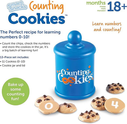 Learning Resources Smart Counting Cookies - 13 Pieces, Ages 18+ Months Toddler Counting & Sorting Skills, Toddler Math Learning Toys, Play Food for Toddlers, Chocolate Chip Cookies