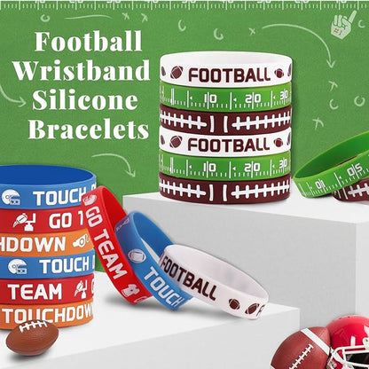 36 Pcs Football Silicone Bracelets Sport Theme Football Party Favors Accessories Gift for Football Birthday Party Decorations Football Theme Birthday Party Supplies Gifts, 6 Designs