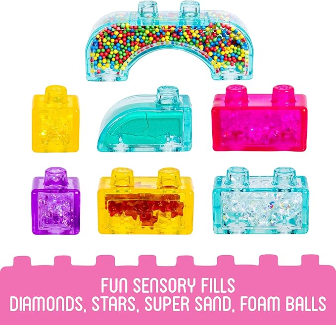 Jelly Blox Classic Castle Set | Includes 45 Pieces | Toddler & Preschool Building Blocks Kids Can Squeeze, Stretch, Squish | MESH ACCREDITED | Safety Tested & Ouch-Free | Sensory Play Toy for Ages 2+