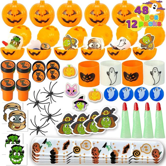 Halloween Prefilled Pumpkin Box with Party Favors, 12 Pcs