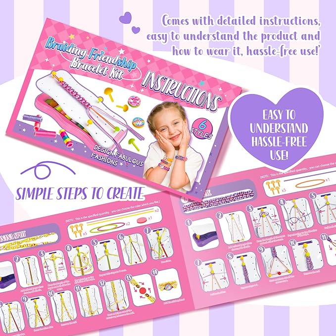 GIRLINK Friendship Bracelet Making Kit Toys - DIY Arts and Crafts Toys - String Bracelets Maker Craft for Ages 6-12 Best Valentine's Day Gift Birthday Gifts Ideas for Girls