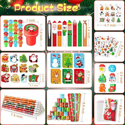 BenLouis Christmas School Stationery Set Party Favors Xmas Classroom Gift Prizes Bulk for Students Kids Holiday Stockings Pinata Filler Christmas School Goodie Bag Stuffers Decor（48set Christmas）