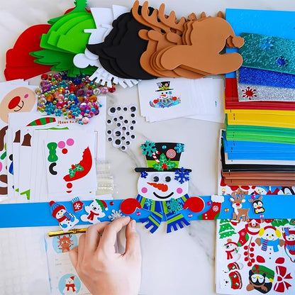 Winlyn 24 Sets Christmas Craft Kits Winter Crafts DIY Christmas Headbands Craft Kits Snowflake Christmas Tree Foam Stickers Arts and Crafts for Kids Holiday Home Classroom Art Activities Party Favors