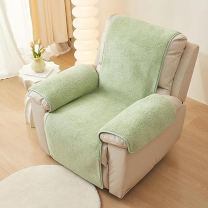 vctops Sherpa Fleece Recliner Chair Cover Super Soft Warm Plush Sofa Slipcover Furniture Protector Non Slip Washable Reclining Chair Cover for Kids, Pets (Green,22"x82")
