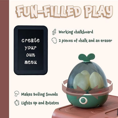 Sunnydaze Mini Meals Interactive Play Kitchen with Lights and Sounds - Kids Toy Kitchen Playset with 65-Piece Accessory Pack