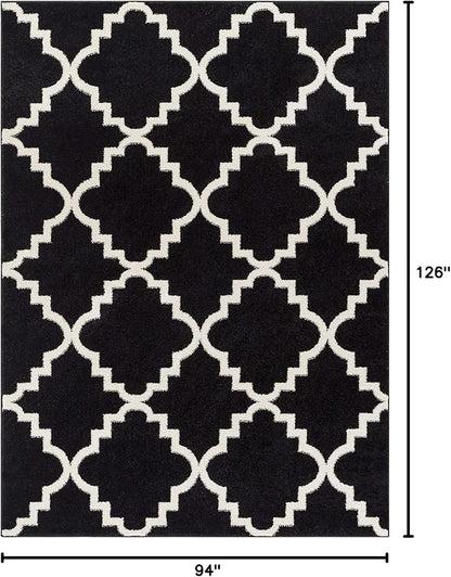 Well Woven Sydney LuLu's Lattice Black Modern Geometric Trellis Area Rug 7'10" x 10'6"