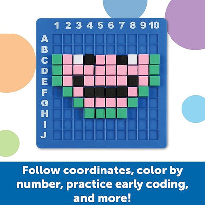 Learning Resources STEM Explorers Pixel Art Challenge - Science Kits & STEM Activities for Kids, Pattern Blocks, Fine Motor Skills, Math Manipulatives, Sorting and Counting, Gifts for Boys and Girls