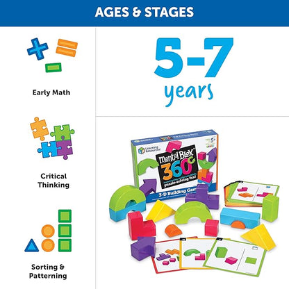 Learning Resources Mental Blox 360 Degree 3-D Building Game - 55 Pieces, Ages 5+ Educational Board Games, Mental Puzzles for Kids, Brain Teaser Games