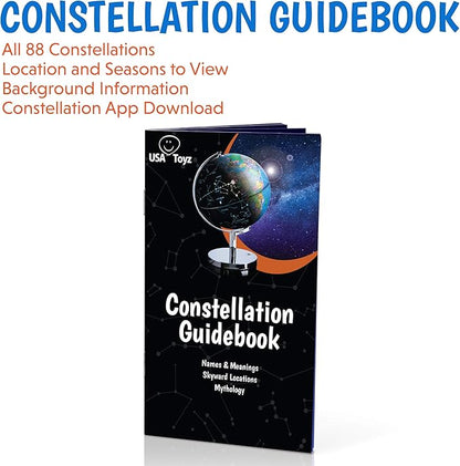 USA Toyz Illuminated World Globe with Stand - 3in1 STEM Globes for Adults and Kids, Constellation Map, Built-In LED Night Light Lamp, Easy to Read Texts, Non-Tip Base, 13.5 Inch Tall, 9 Inch Diameter