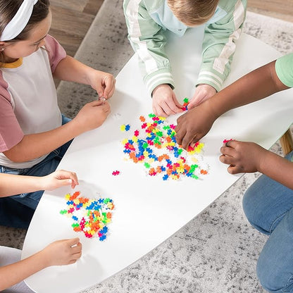 PLUS PLUS 240 Piece Interlocking Building Blocks for Kids, Open Ended Connecting Toys, STEM Bin Mini Manipulatives - Neon Mix Play Tube & Baseplate