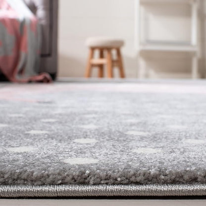 SAFAVIEH Carousel Kids Collection Accent Rug - 2' x 3', Grey & Ivory & Pink, Non-Shedding & Easy Care, Ideal for High Traffic Areas for Boys & Girls in Playroom, Nursery, Bedroom (CRK163G)