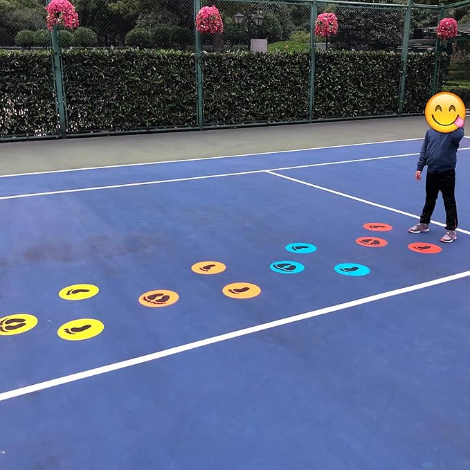 10inch Colorful Carpet Spot Flat Markers Feet Hands Twister Game for Classroom Home Indoor and Outdoor (Feet Set)