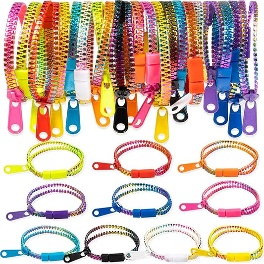 OuMuaMua Fidget Toys Zipper Bracelets for Kids 20 Pieces Rainbow Color Bulk Sensory Party Favor Friendship Bracelets for Boys Girls Kids Easter Basket Stuffers Christmas Gifts Fidget Bracelets
