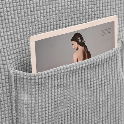 KEKUOU Recliner Chair Covers Lazy Boy Recliner Covers Stretch Couch Cover Slipcovers 1 Piece Furniture Protector with Elastic Bottom for Dog,Kids.(Recliner, Silver)