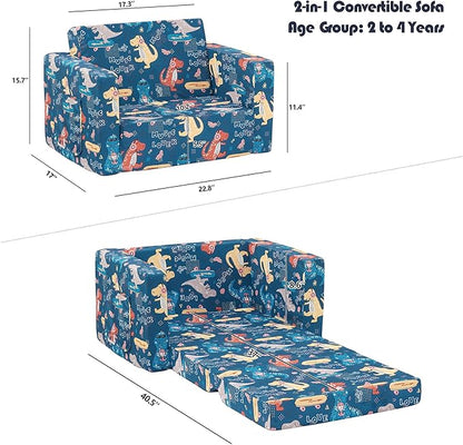 Ulax furniture Kids Sofa Couch, Children Flip-Out Chair 2-in-1 Toddler Chairs Convertible Sofa to Lounger