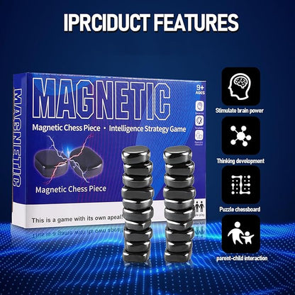 Magnetic Chess Game with Stones Set, Magnetic Chess Game with Rocks, Magnet Game with String, Family Gatherings Board Games for Kids & Adults Travel Camping Games