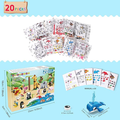 HOGOKIDS Party Favors for Kids - 20 Pack Animals Building Blocks Toy for Easter Gifts Goodie Bags Stocking Stuffer Classroom Prizes Building Set, Valentines Day Birthday Gift for Boys Girls Ages 6-12+