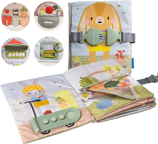 Taf Toys Busy Book for Toddlers 1-3 - Montessori Activity Book with 12 Sensory Learning Activities - Develops Fine Motor Skills and Early Numeracy Through Play