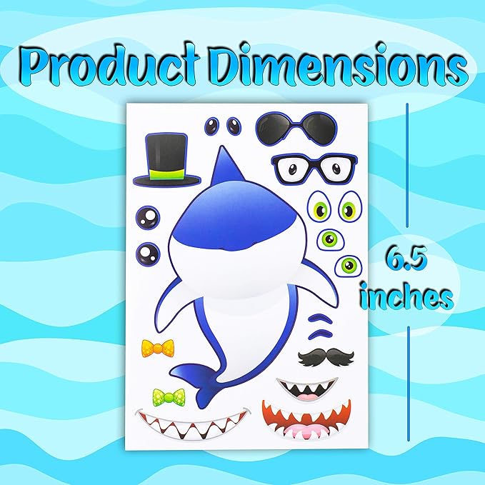 24 Make A Shark Stickers For Kids - Great For Birthday Party Favors, Decorations, & Prizes - Let Your Kids Get Creative & Design Their Favorite Shark Stickers – Fun Kids Craft Activity