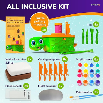 Precision Mini Pottery Wheel for Kids - Complete DIY Pottery Studio Kit with High Power Motor & Air Dry Clay - Create 12 Miniature Projects - Great for Kids Ages 8-12, Engineered for Perfect Creations