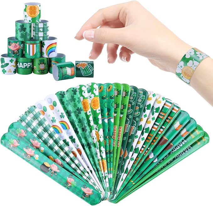 xutengy 48PCS St. Patricks Day Party Favors Accessory，Rubber Bracelets Silicone Wristbands for Party Supplies Shamrock Rubber Bracelets for kids teens Gifts Holiday