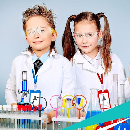 Lenwen 8 Sets Kids Science Experiment Kit with Lab Coat Scientist Costume Dress and Role Play Colorful Toys Gift for Boys Girls Kids Christmas Birthday Party