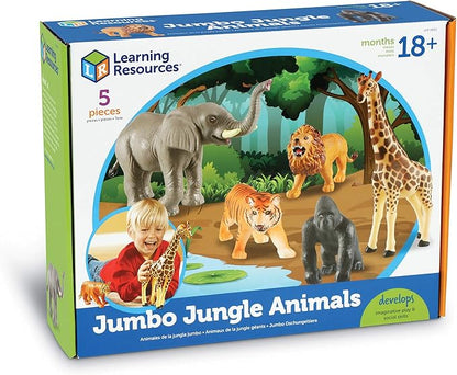 Learning Resources Jumbo Jungle Animals, Animal Toys for Kids, Safari Animals, 5 Pieces, Ages 18 months+