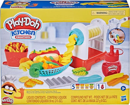 Play-Doh Kitchen Creations Spiral Fries Playset with 5 Cans of Modeling Compound Colors, Back to School Classroom Supplies, Play Food & Cooking Toys for Kids, Preschool Toys, Ages 3+
