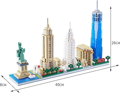 Micro Building Blocks Set World Famous City Architecture New York Skyline Model Kit Skylines Collection Set for Adults and Teens 14+ 3452 Pieces