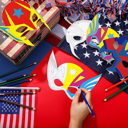 Sosation 72 Pcs Color Your Own Hero Masks Crafts for Kids DIY Paper Blank Hero Masks Making Kits with Ropes for School Class Activities Themed Birthday Party Supplies
