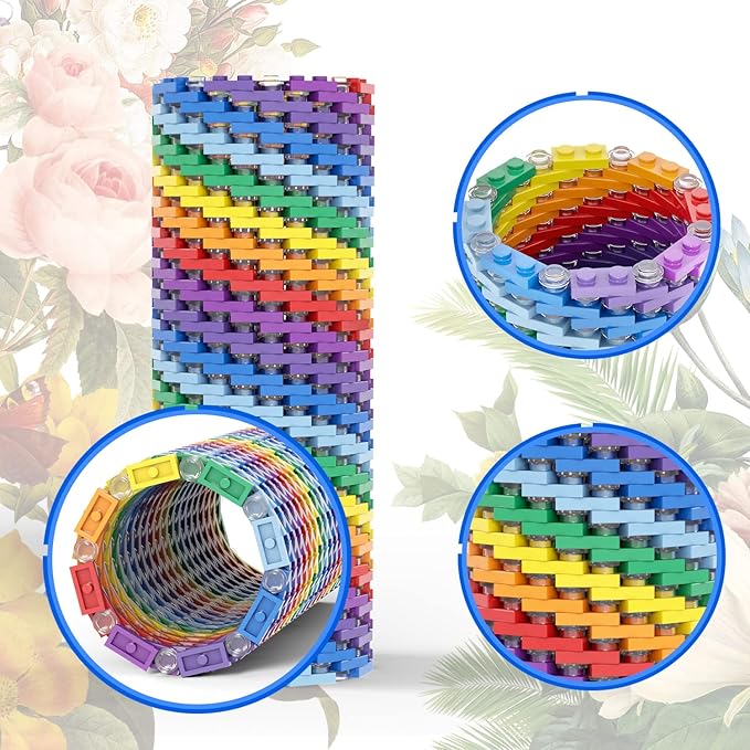 MOOXI-MOC Simulation Colorful Vase Building Set,Compatible with Lego Flower Bouquet 10280,DIY Creative Building Blocks Display Arrangement Household Decorative Toys(960pcs)