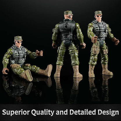 Army Men Action Figures Set, Include 12 Toy Soldiers with Digital Camo and Millitary Weapons-US Army Special Forces Group Toys for Kids Boys, Best Age 4-7 Year Old