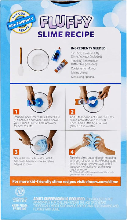 Elmer’s Fluffy Slime Kit, Includes Elmer’s Translucent Color Glue, Elmer’s Glitter Glue, Elmer’s Fluffy Slime Activator, 4 Count