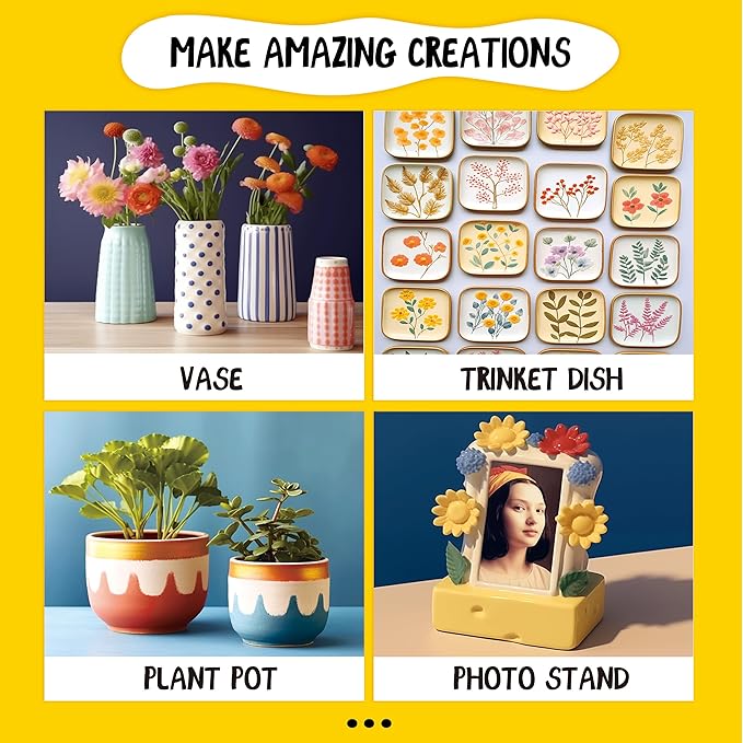 POTTREATIVE Air Dry Clay Pottery Kit - Home DIY Pottery Starter Kits with Air-Dry Clay，Sculpting Pottery Tools and Step-by-Step Guide - Great for Date Night, Arts Crafts Hobby